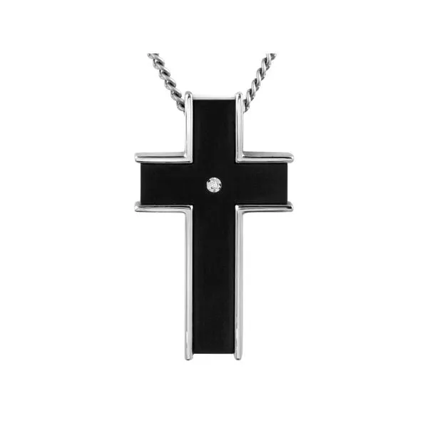 Black Titanium and Diamond Cross with chain Roberts Jewelers Jackson, TN