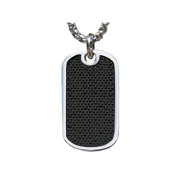 Simulated Black Diamond Dog Tag with chain Roberts Jewelers Jackson, TN