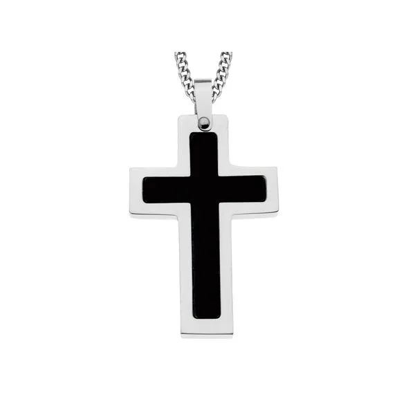 Matte black steel cross pendant with chain Roberts Jewelers Jackson, TN