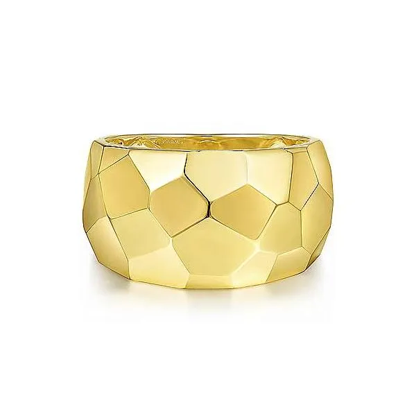 Wide 14K Yellow Gold Hammered Ring Roberts Jewelers Jackson, TN