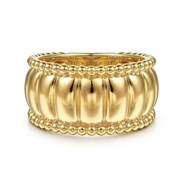14K Yellow Gold Bujukan and Scallop Wide Band Ring Roberts Jewelers Jackson, TN