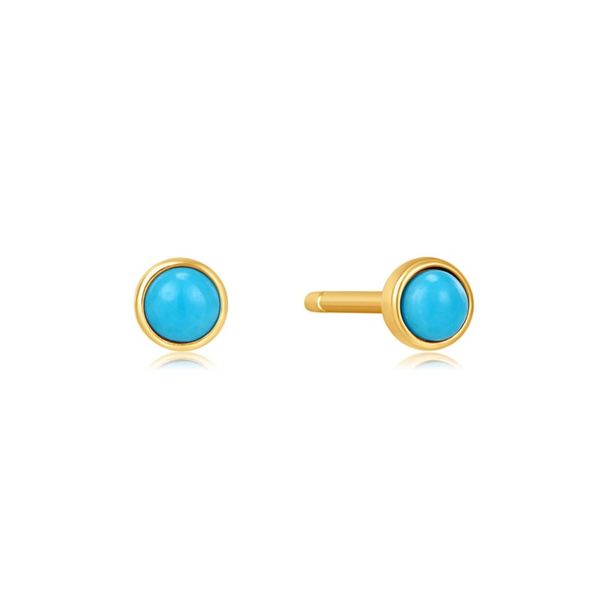 14kt Gold Turquoise Cabochon Stud Earrings Roberts Jewelers Jackson, TN