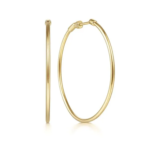 14K Yellow Gold 40mm Round Classic Hoop Earrings Roberts Jewelers Jackson, TN