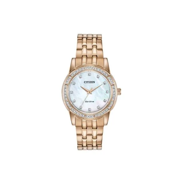 Citizen ladies gold watch with swarovski crystals top