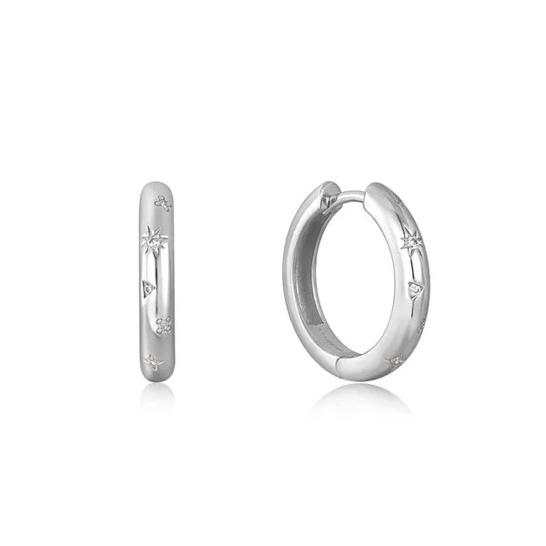 Silver Scattered Stars Hoop Earrings Roberts Jewelers Jackson, TN