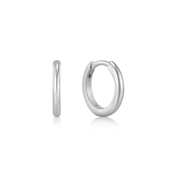 Silver Smooth Mini Huggie Hoop Earrings Roberts Jewelers Jackson, TN