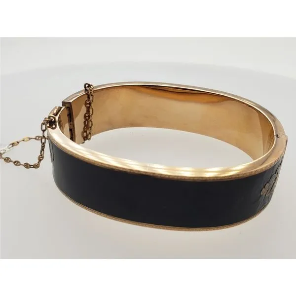 14k yellow gold and enamel bangle with seed pearls Image 2 Roberts Jewelers Jackson, TN