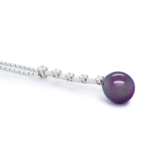 18k White Gold Tahitian Pearl & Diamond Necklace Image 3 Roberts Jewelers Jackson, TN