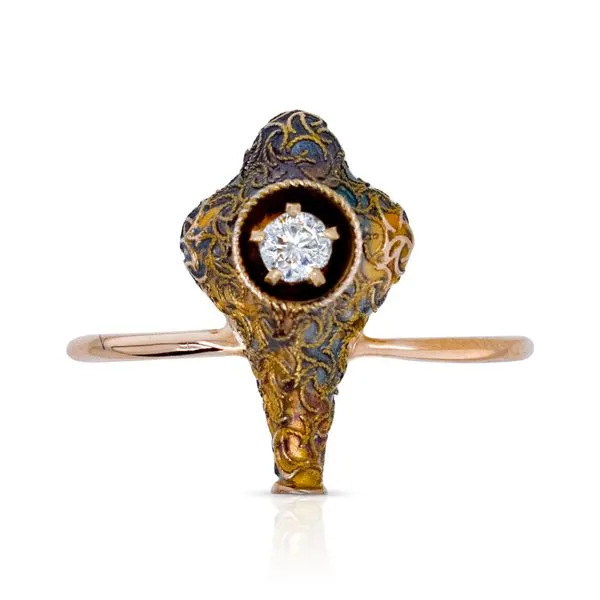14k Yellow Gold Victorian Stick Pin Ring - Old European Cut Diamond Image 2 Roberts Jewelers Jackson, TN
