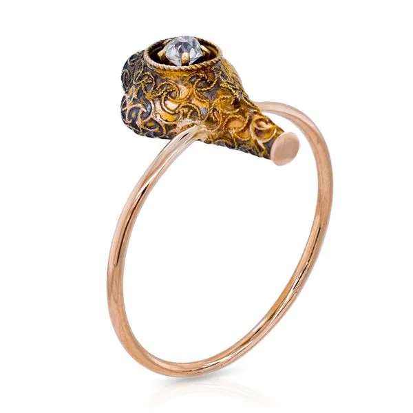 14k Yellow Gold Victorian Stick Pin Ring - Old European Cut Diamond Roberts Jewelers Jackson, TN