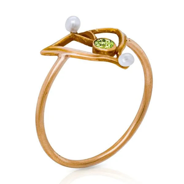 14k Yellow Gold Victorian Stick Pin Ring - Peridot & Pearl Roberts Jewelers Jackson, TN
