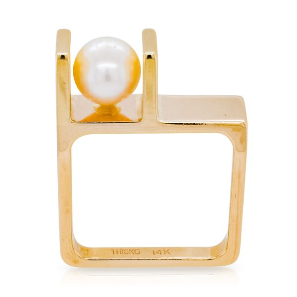 14k Yellow Gold Trisko Pearl Ring Image 2 Roberts Jewelers Jackson, TN