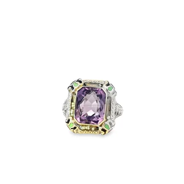 14k Enameled Amethyst & Pearl Ring - Circa 1920  Roberts Jewelers Jackson, TN