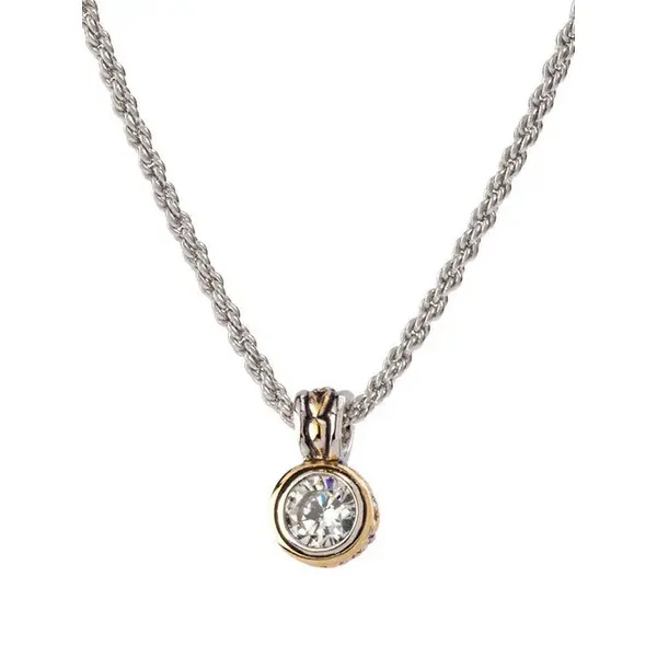 Beijos 7mm CZ Bezel Set Pendant Necklace in Sapphire Roberts Jewelers Jackson, TN