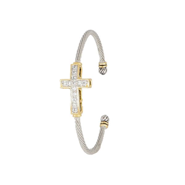 Celebration Petite Pavé Cross Wire Cuff Bracelet Roberts Jewelers Jackson, TN