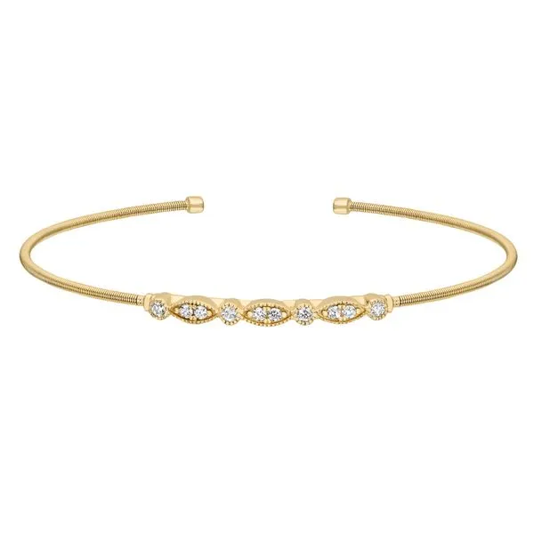 Two tone marquise and round cable cuff Roberts Jewelers Jackson, TN