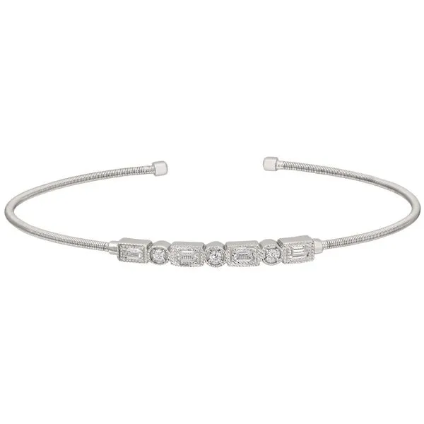 Sterling silver cuff bracelet emerald and round stone Roberts Jewelers Jackson, TN