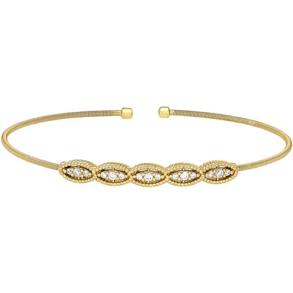 Yellow cable cuff bracelet with marquise cut stones Roberts Jewelers Jackson, TN