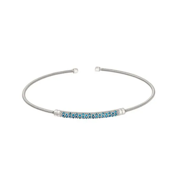 Silver cable bracelet with blue stones Roberts Jewelers Jackson, TN