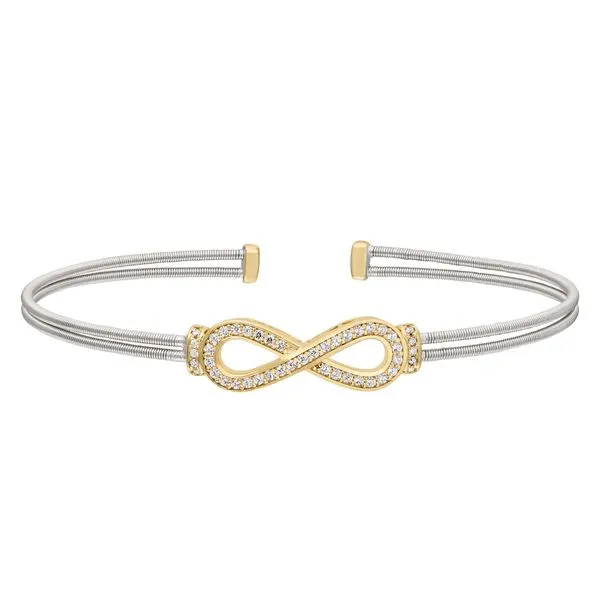 Two tone cable cuff bracelet with clear stones Roberts Jewelers Jackson, TN