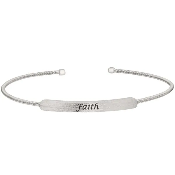 Silver cable cuff bracelet with Faith plate Roberts Jewelers Jackson, TN