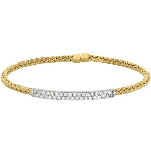 Two tone basketweave bracelet with clear stones Roberts Jewelers Jackson, TN