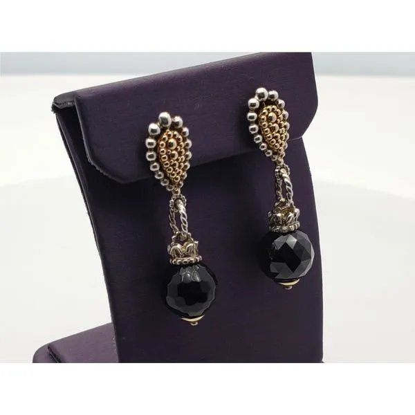 14k yellow gold and sterling silver black onyx drop earrings Roberts Jewelers Jackson, TN