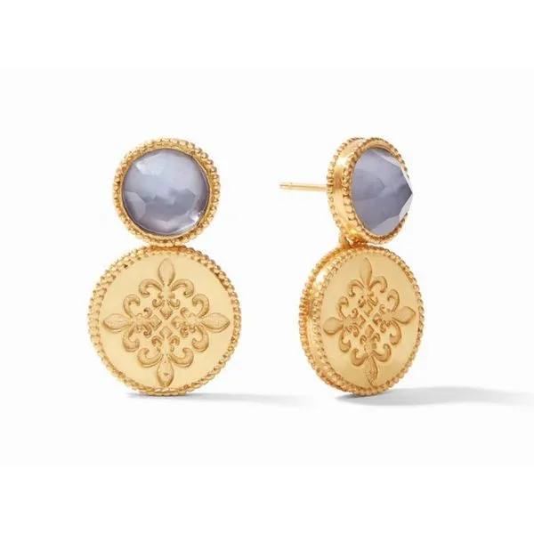 Fleur-de-Lis Earring with Iridescent Slate Blue Roberts Jewelers Jackson, TN
