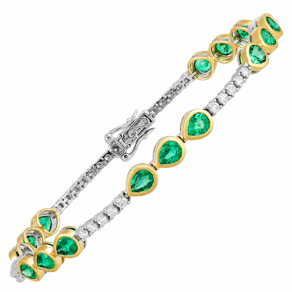 Two-Tone Emerald & Diamond Fashion Bracelet Robichau's Jewelry, LLC The Woodlands, TX
