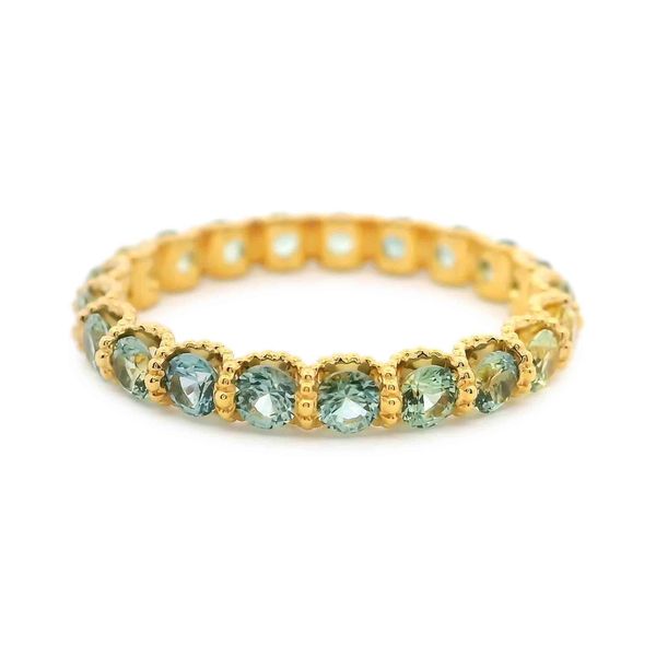 Yellow Gold Ombre Blue/Green Sapphire Eternity Band Robichau's Jewelry, LLC The Woodlands, TX