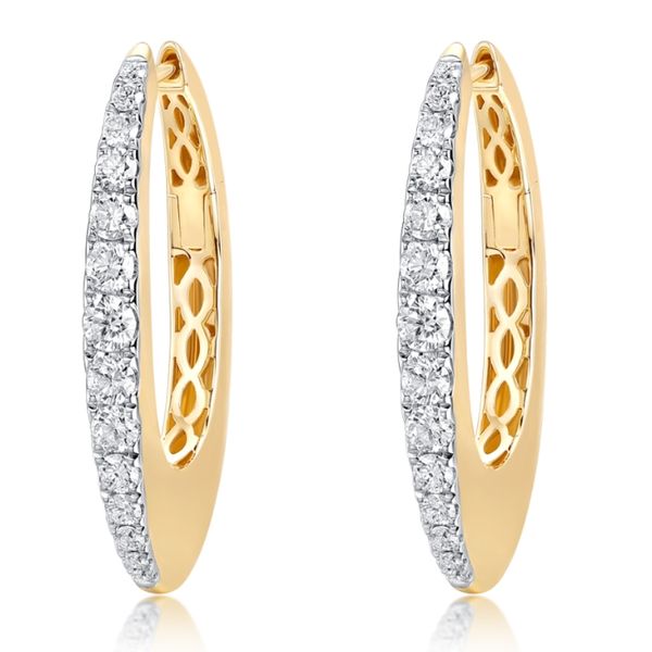Yellow Gold Diamond Hoop Earrings Robichau's Jewelry, LLC The Woodlands, TX