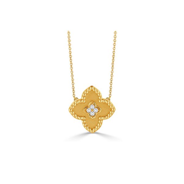 18k Yellow Gold Diamond Clover Necklace Robichau's Jewelry, LLC The Woodlands, TX