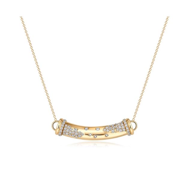 Yellow Gold Pave Diamond Barrell Necklace Robichau's Jewelry, LLC The Woodlands, TX