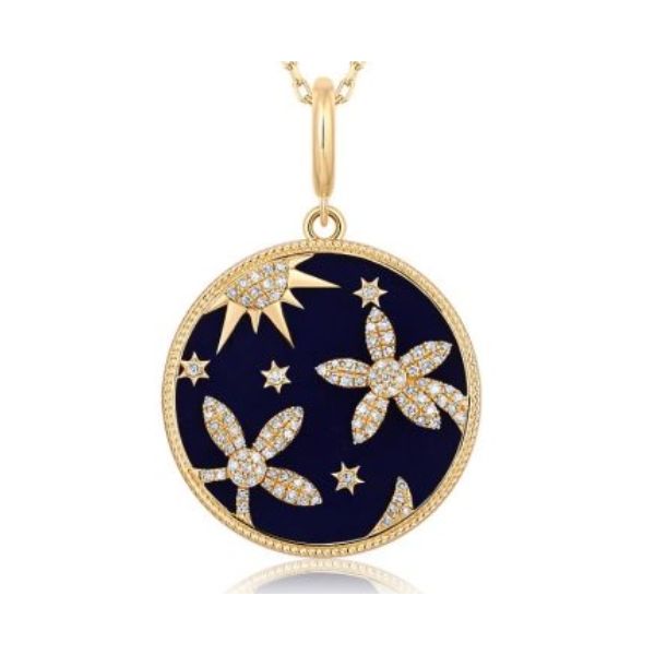 Yellow Gold Lapis & Diamond Fashion Pendant Robichau's Jewelry, LLC The Woodlands, TX