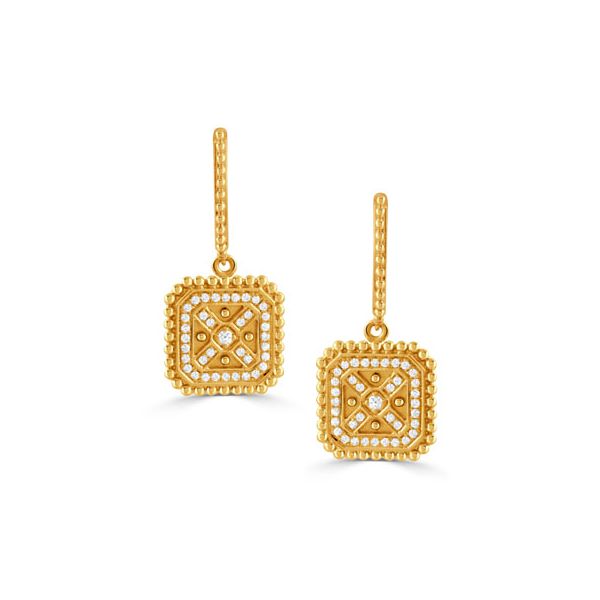Lds Yellow Gold Byzantine Diamond Fashion Earrings Robichau's Jewelry, LLC The Woodlands, TX