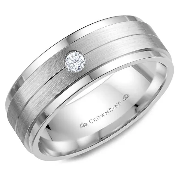 Crown Ring Satin Diamond Men's Band Rolland's Jewelers Libertyville, IL