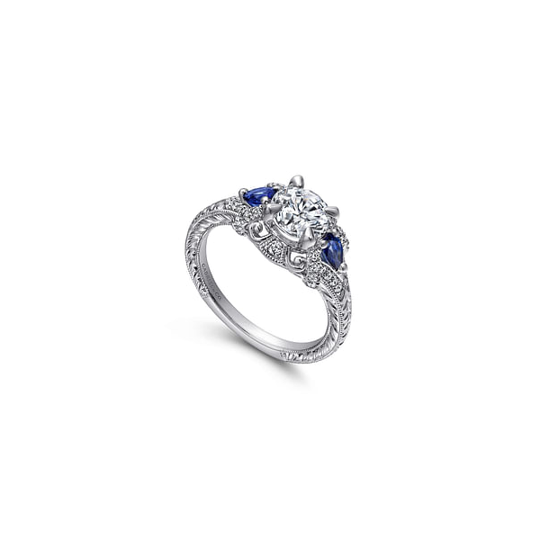 Gabriel Diamond & Blue Sapphire Semi Mount Image 3 Rolland's Jewelers Libertyville, IL