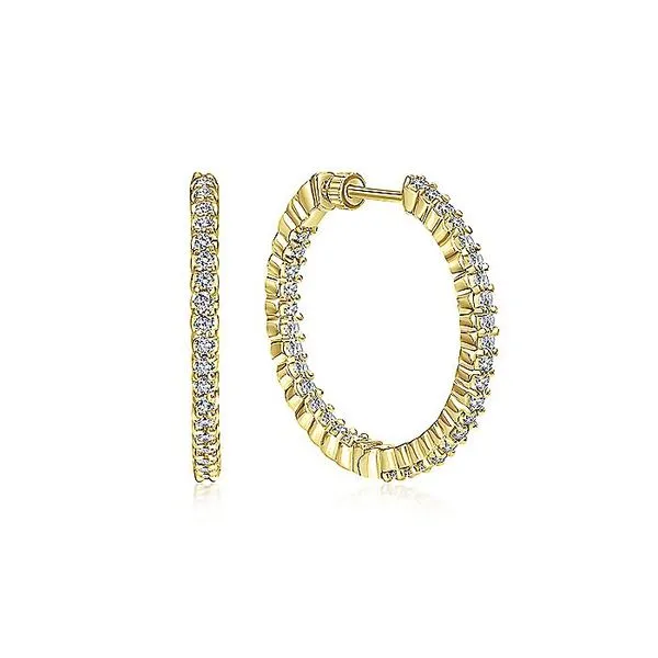 Gabriel 25mm Diamond Hoop Earrings Rolland's Jewelers Libertyville, IL