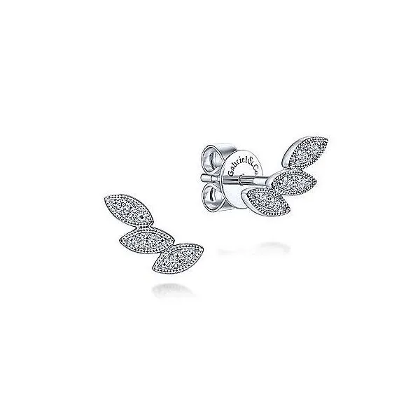 Gabriel 14K Triple Marquise Shape Diamond Station Studs Rolland's Jewelers Libertyville, IL
