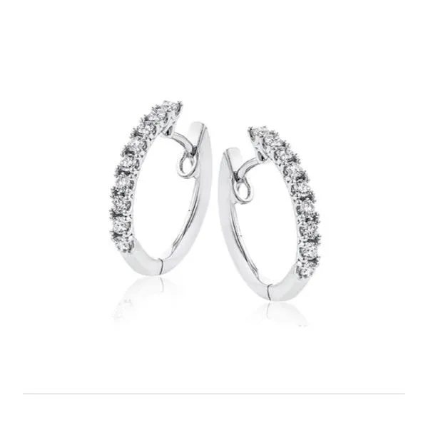 Simon G 18Kw Small Diamond Hoop Earrings Rolland's Jewelers Libertyville, IL