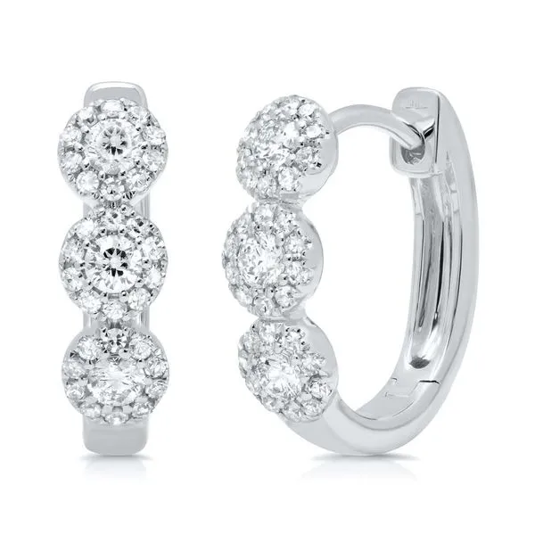 Shy Creation Mini Diamond Disc Hoop Huggie Earrings Rolland's Jewelers Libertyville, IL