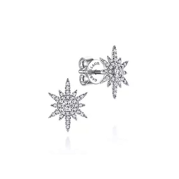 Gabriel Elongated Diamond Starburst Earrings Rolland's Jewelers Libertyville, IL