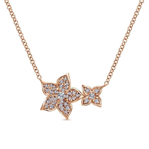 Gabriel Double Pave Flower Necklace Rolland's Jewelers Libertyville, IL