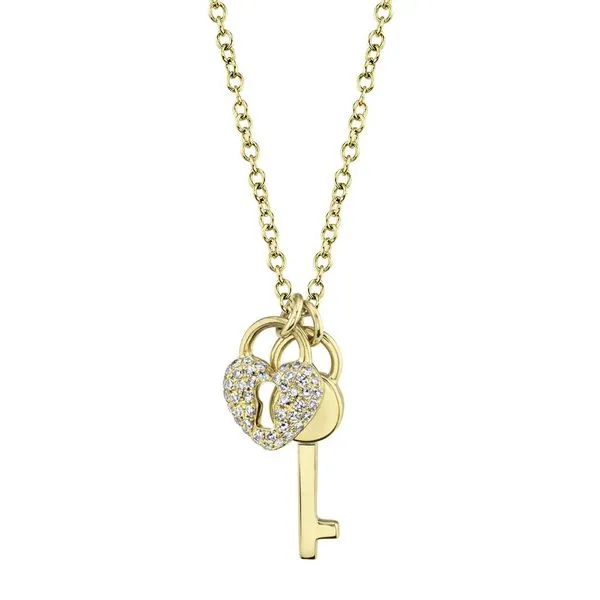 Shy Creations Diamond Heart, Lock & Key Necklace Pendant Rolland's Jewelers Libertyville, IL