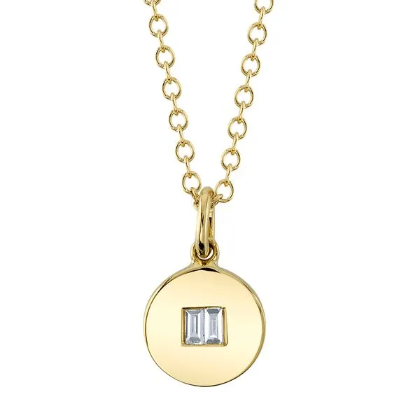 Shy Creation Diamond Diamond Baguette Accented Disc Pendant Necklace Rolland's Jewelers Libertyville, IL