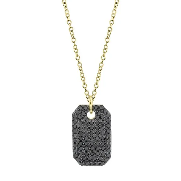 Shy Creation Black Diamond Dog Tag Necklace Rolland's Jewelers Libertyville, IL