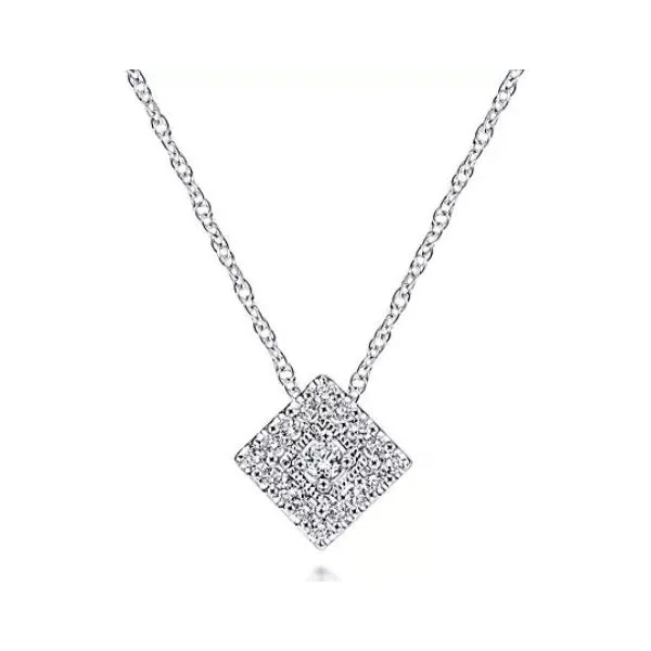 Gabriel Diamond Square Pendant Necklace Rolland's Jewelers Libertyville, IL