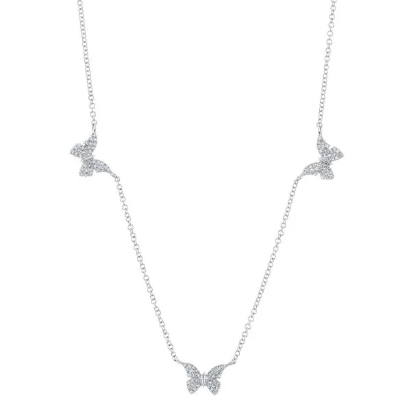 Shy Creation Triple Station Diamond Butterfly Necklace Rolland's Jewelers Libertyville, IL