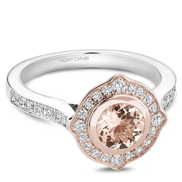 Noam Carver Diamond and Morganite Halo Setting Image 2 Rolland's Jewelers Libertyville, IL