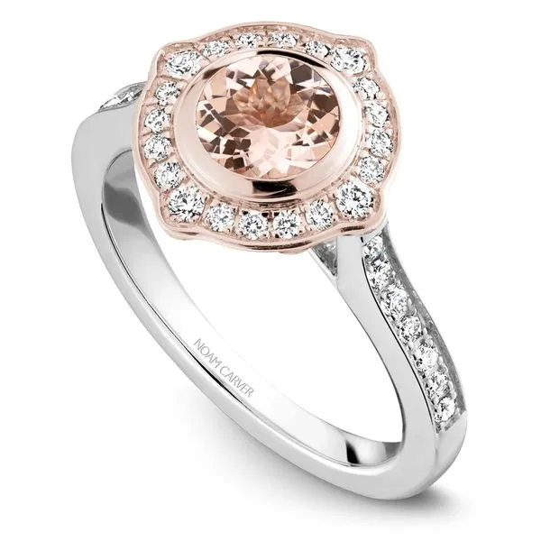 Noam Carver Diamond and Morganite Halo Setting Rolland's Jewelers Libertyville, IL